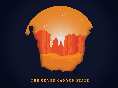 Arizona arizona grand canyon illustration shooting star sunset