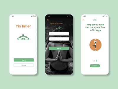 Yin Yoga Timer App design minimal ui ux yoga