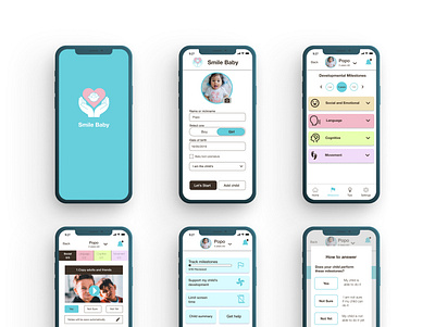 Children’s development app track app children design healthcare logo ui ux