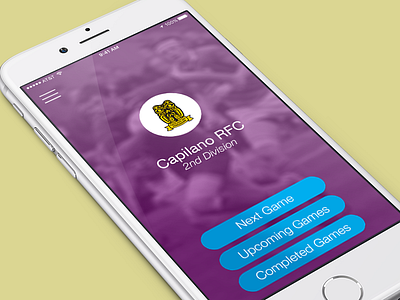 BC Rugby Home app purple rugby ui