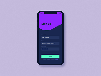 Daily UI 001 • Sign up page app application clean dailyui dailyui 001 dark design figma flat interface ios iphone mobile sign up sign up form ui ui design