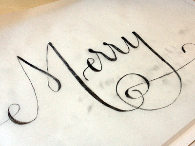 Merry (...) christmas copperplate lettering pencil