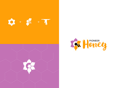 PIONEER HONEY : Logo Design branding flat honey honey bee honeybee honeycomb logo logo concept logo creation logo design logo design branding logo designer logo inspiration logodesign logotype