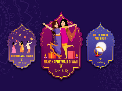 TANISHQ : Instagram Festive Stickers for Diwali diwali diya happy art illustration india indian festival instagram lantern lantern festival lights sticker sticker design tanishq vector