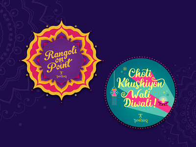 TANISHQ : Instagram Festive Stickers for Diwali colorful cute design diwali happy art illustration india indian festival instagram lantern festival lanterns lights sticker sticker set vector