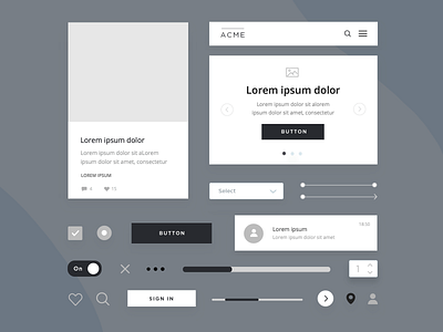 Web wireframe UI kit components justinmind ui ui design ui ux design uikit ux ux design wireframing