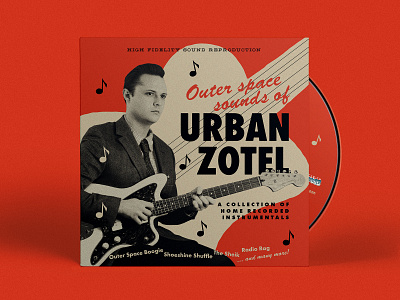 Outer Space Sounds Of Urban Zotel 1950s 1960s album album cover cd cover design guitar mid century mid century modern music record vector