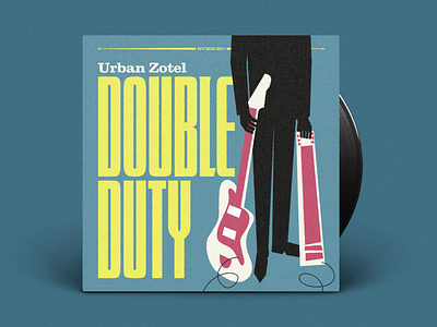 Double Duty - Urban Zotel single cover 1950s 1960s 50s design guitar illustration mid century mid century modern minimal music poster rockabilly swing vector vintage