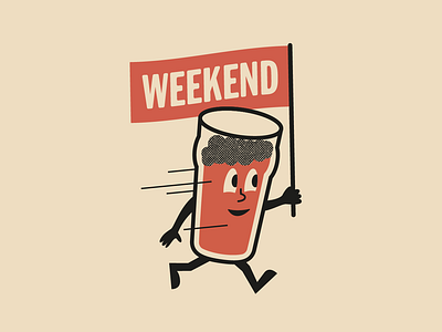 Rushing into weekend 1950s beer design illustration mid century mid century modern vector weekend