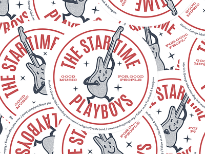 The Star Time Playboys stickers 1950s 1960s band design guitar illustration mid century mid century modern music rockabilly typography vector