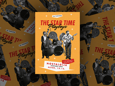 The Star Time Playboys gigposter 1950s 1960s 50s 60s band concert design futura futura bold guitar jazz mid century mid century modern music poster rockabilly surf swing typography