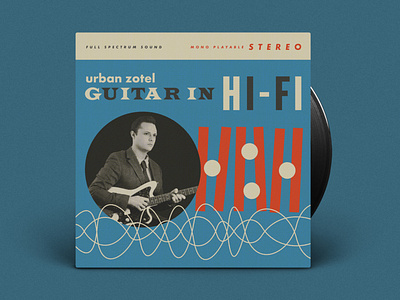 Guitar In Hi-Fi cover 1950s 1960s band country design illustration mid century mid century modern minimal rockabilly space age swing vector