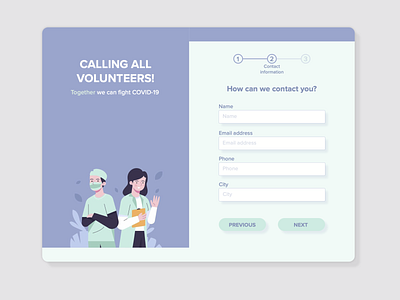 Sign-up form COVID-19 volunteers covid 19 design form sign up ui