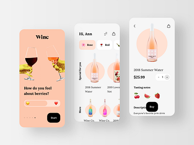 Winc - Wine Guide eCommerce Mobile App app ui rondesign wine winery