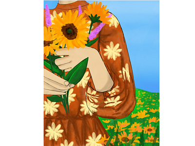 sunflower girl design illustration sun sunflower