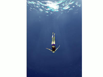 ocean design fresco girl girls illustration ocean scuba diving snorkel sun