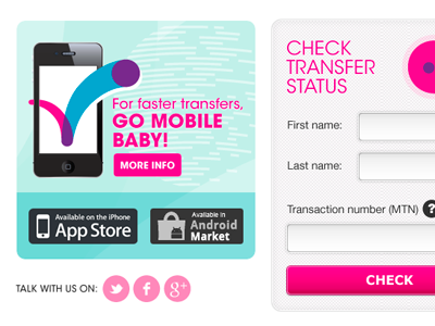 Mobile transfer system banner