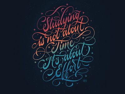 Hand lettering. Studying is not about time. It's about effort.