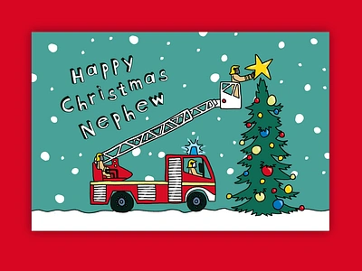 Kids Christmas Cards children children book illustration childrens illustration christmas christmas card digger firefighter greeting card hand drawn illustration snow stationery vehicle