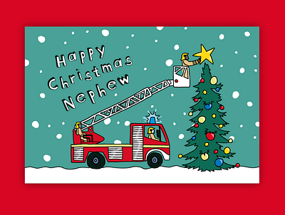 Kids Christmas Cards children children book illustration childrens illustration christmas christmas card digger firefighter greeting card hand drawn illustration snow stationery vehicle