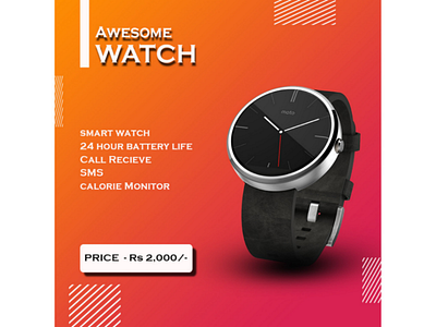 Ad design - smart watch 2d ad design advertisement composition creativity design designer designing gradient graphic design graphics illustrations layers shadow effect sketch ui ux