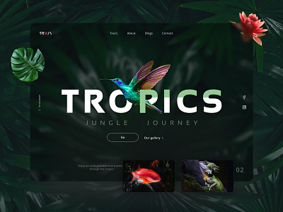 Be the first among your friends to discover the jungle! animals blurred design flat flowers gallery green icon illustration jungle logo minimal typography ui ux web web design
