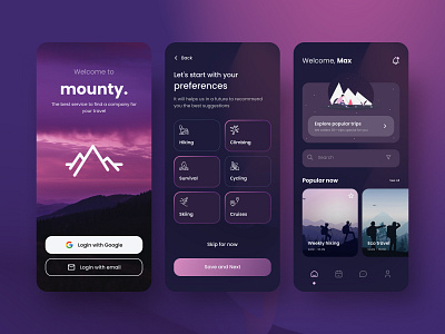 Mounty app ui ux