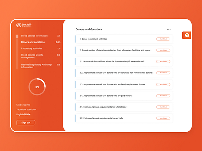 WHO: Questionnaire interactive interface blood charity donated blood fundraising healthcare medications medicine pharmaceuticals ui ux web who