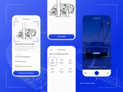 Damscan: Mobile application for insurance companies app back office car crm health insurance insurance insurance app insurance company life insurance ui ux