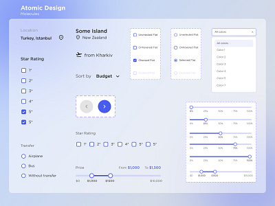 Travel booking service: Atomic Design Page