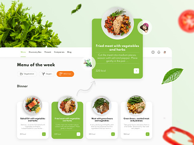 GoodFood: Menu page (hover card) cooking delivery delivery service design food food delivery foodie foodtech nutritional restaurant ui ux web