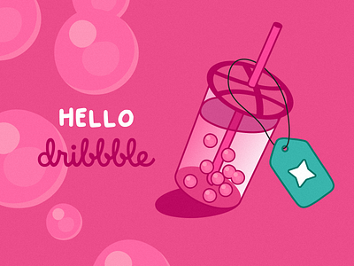 Hello Dribbble! boba bubble tea creative market dribbble first shot illustration tea vector welcome