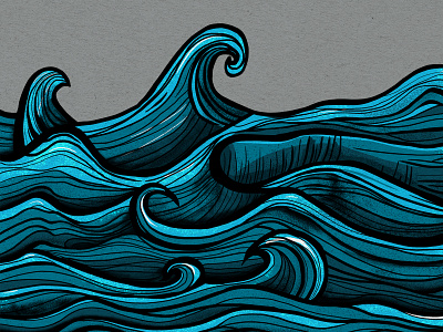 WAVES blue colour design digital art graphic design illustration illustrator retro sea waves