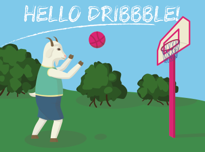 My first shot! animal basketball first post first shot firstshot goat illustration outside sport vector