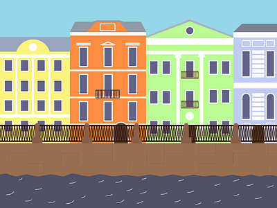 Saint Petersburg building city design flat house illustration river vector vector illustration