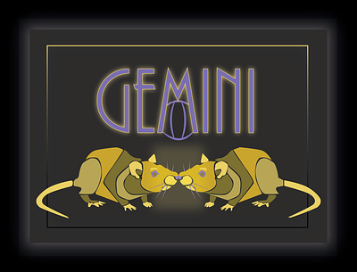 Gemini Zodiac Sign branding design gemini graphic illustration logo rat typography year of the rat zodiac