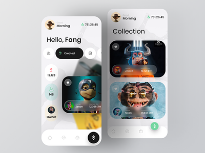 Nft Mobile App apes app blockchain creative crypto design figma graphic design light light mode marketplace minimal mobile mobile app nft art nfts premium kit ui ui kit ui ux