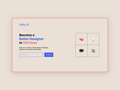 Landing Page of DailyUI dailyui design figma interaction design ui ux web