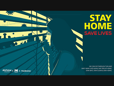 Stay at home (save lives) design illustration poster vector