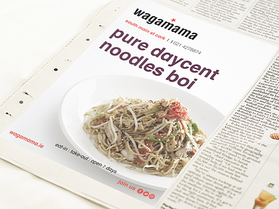 Wagamama Newspaper Advert advert design graphic design newspaper wagamama