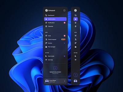 Coinpool Sidebar Navigation | Darkmode coin darkmode market navigation pool sidebar ui website