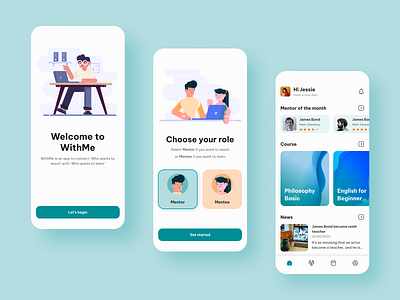 E-learning Mobile app app app design calendar course e learning educate education mentee mentor ui ui ux
