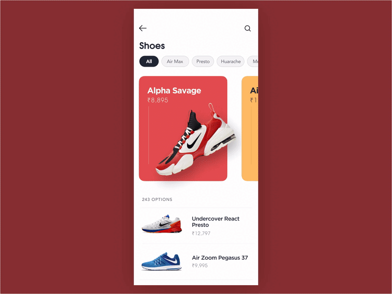 Nike Mobile App app design ui