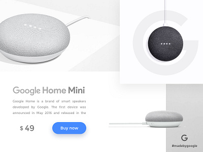 Google Home Mini concept design google landing minimal sketch ui web white
