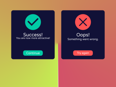 Error / Success pop-ups by Alberto Merida on Dribbble