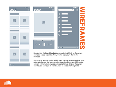 Soundcloud redesign (wireframes) app branding design flat minimal minimalist ui ux web website
