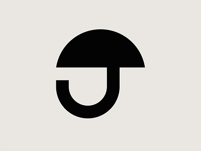 Umbrella & Letter J black design j letter j logo logo design logomark umbrella vector white