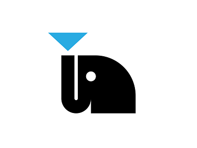 Elephant black blue design elephant flat logo logo design vector