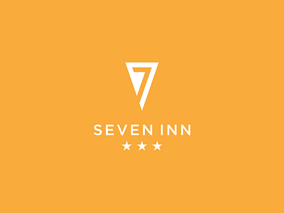 SevenInn hotel inn logo negative space seven triangle yellow