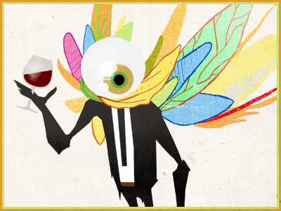 Gala Invitation Character Design character eye freaks gala illustration invitation wine